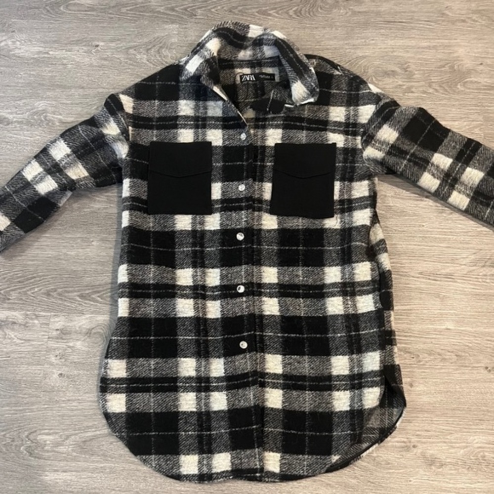 Zara Black and White Plaid Jacket